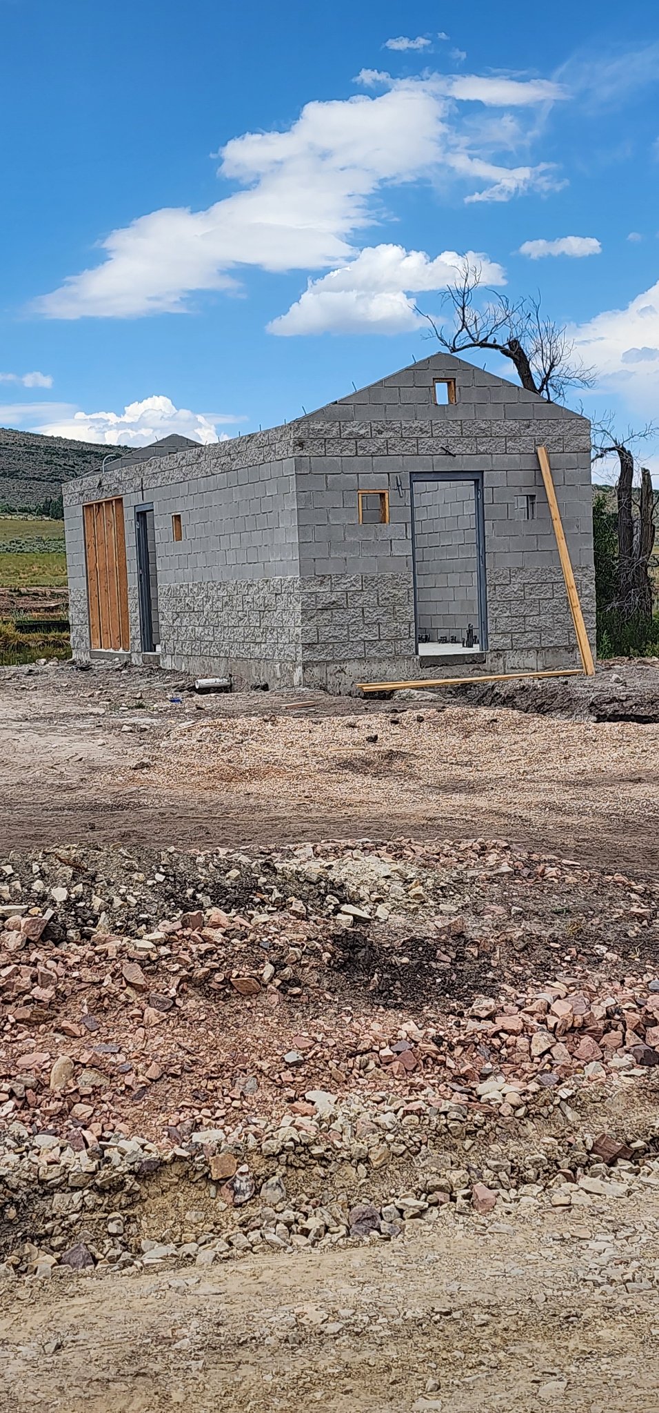 Concrete block building under construction