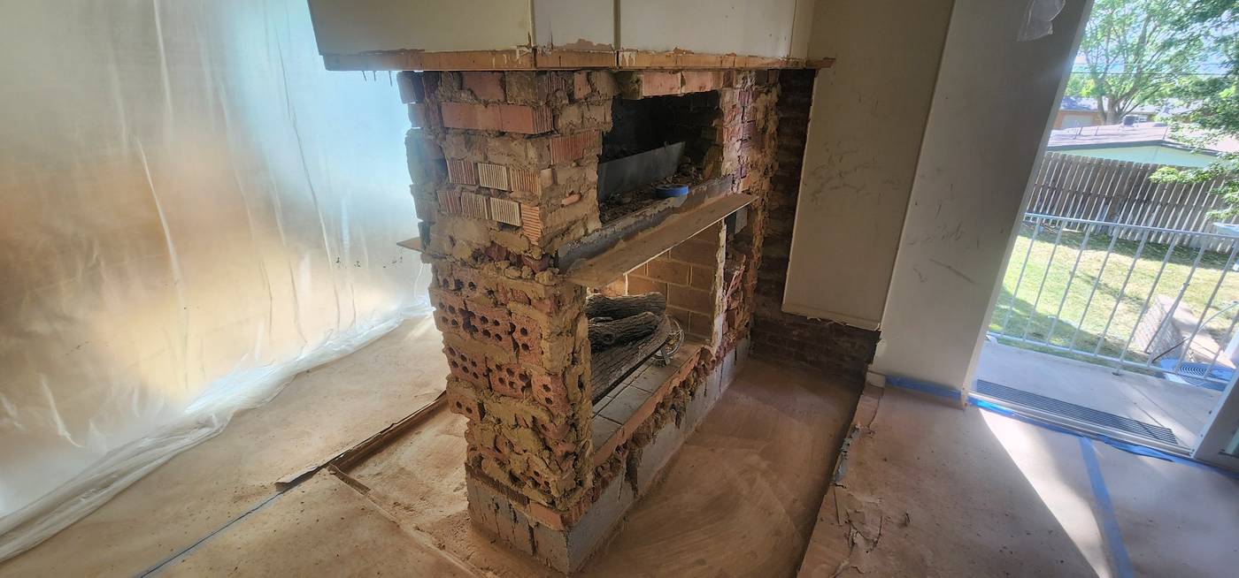 During: chimney demo down to the firebox