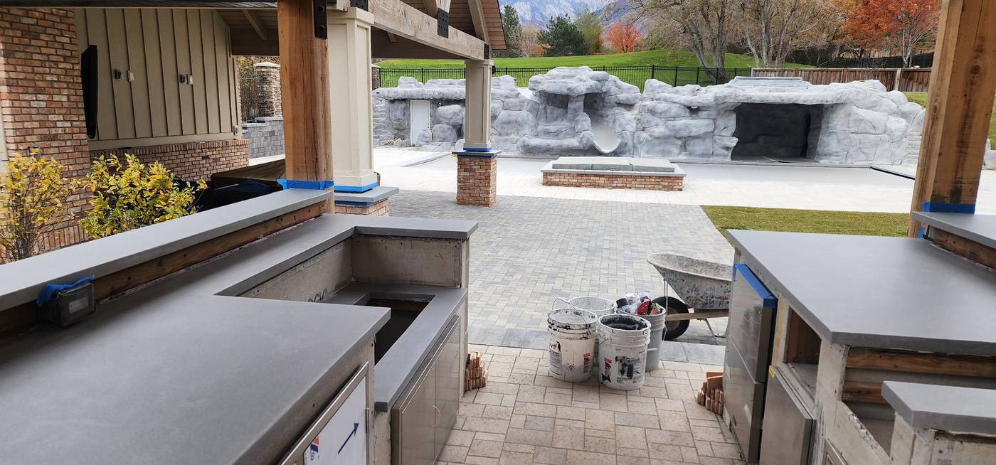 During: block core with concrete counters