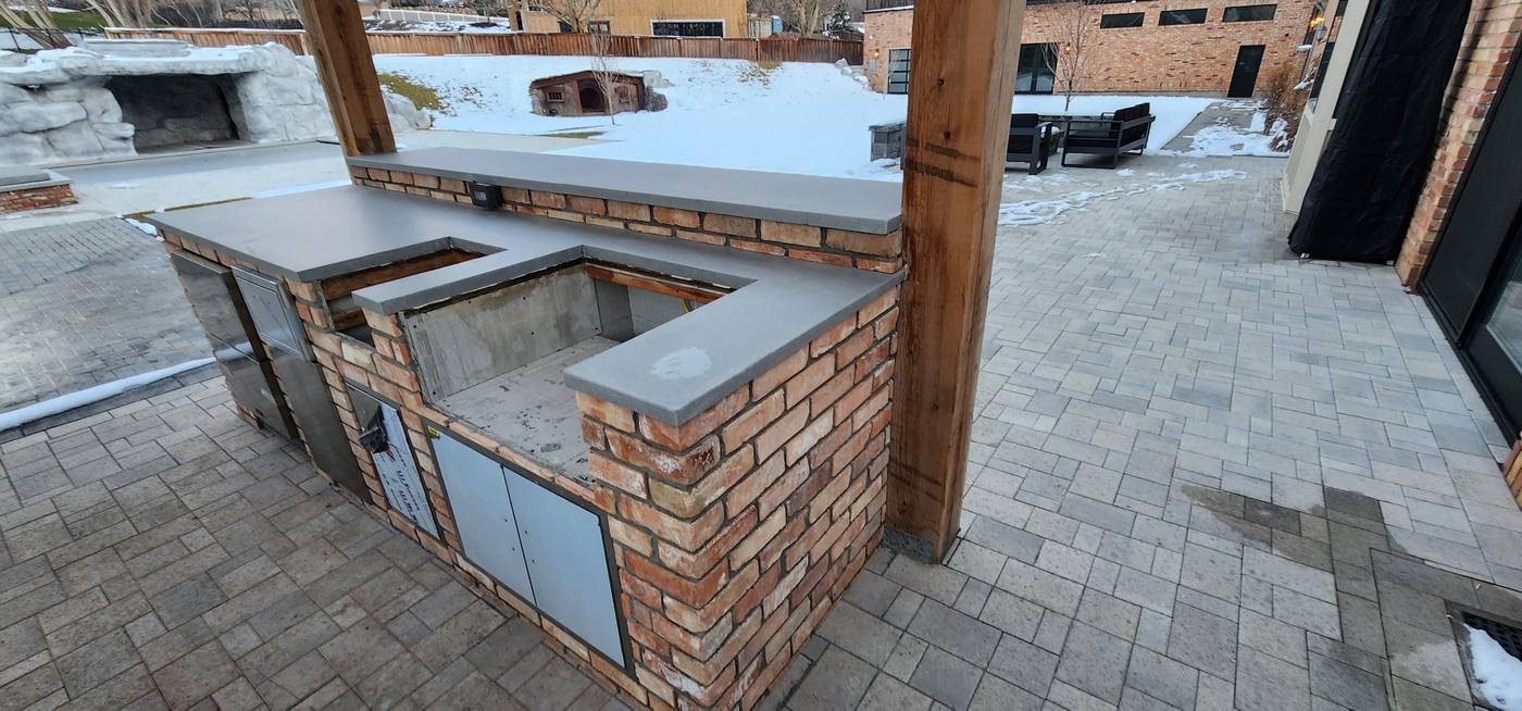 After: outdoor kitchen, serving side
