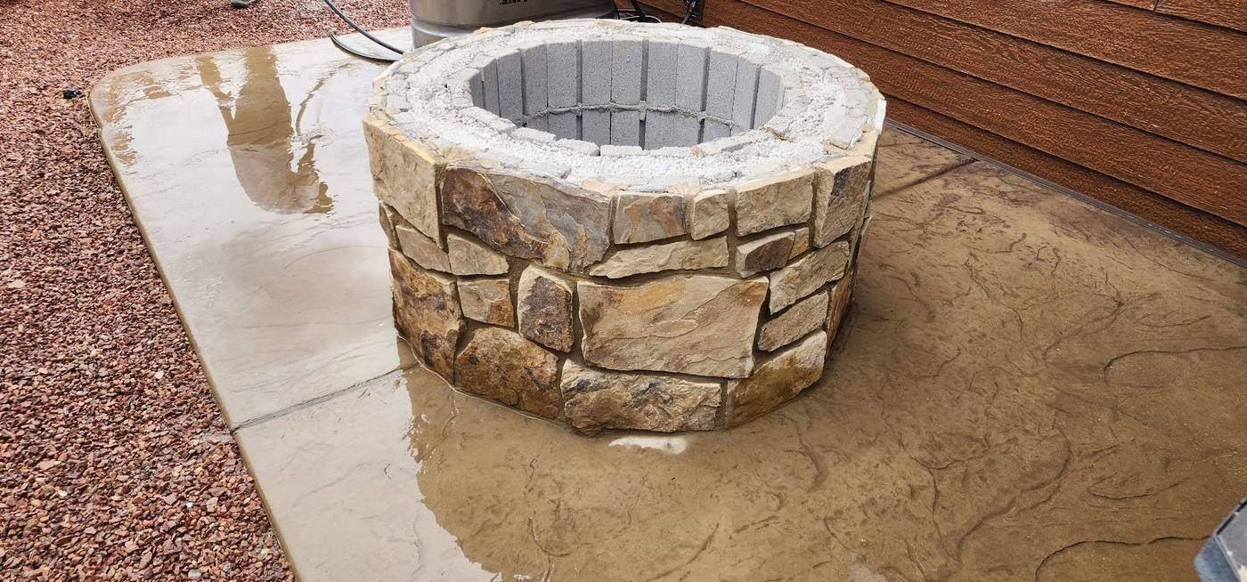 During: fire pit from the patio side