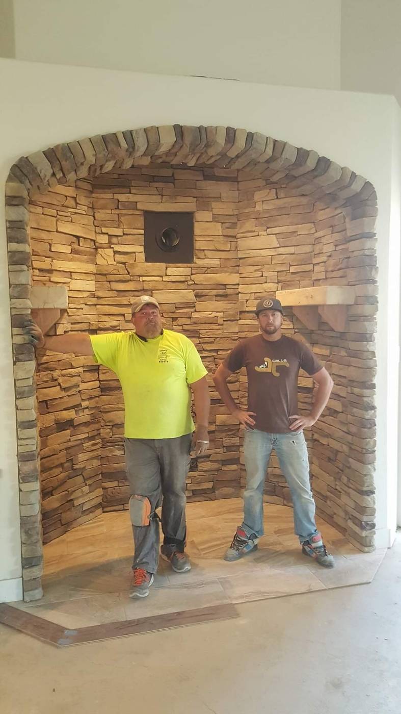 Stacked-stone alcove, finished