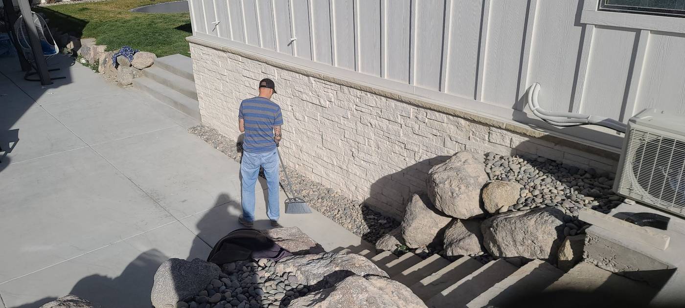 Stone wainscot, final cleanup