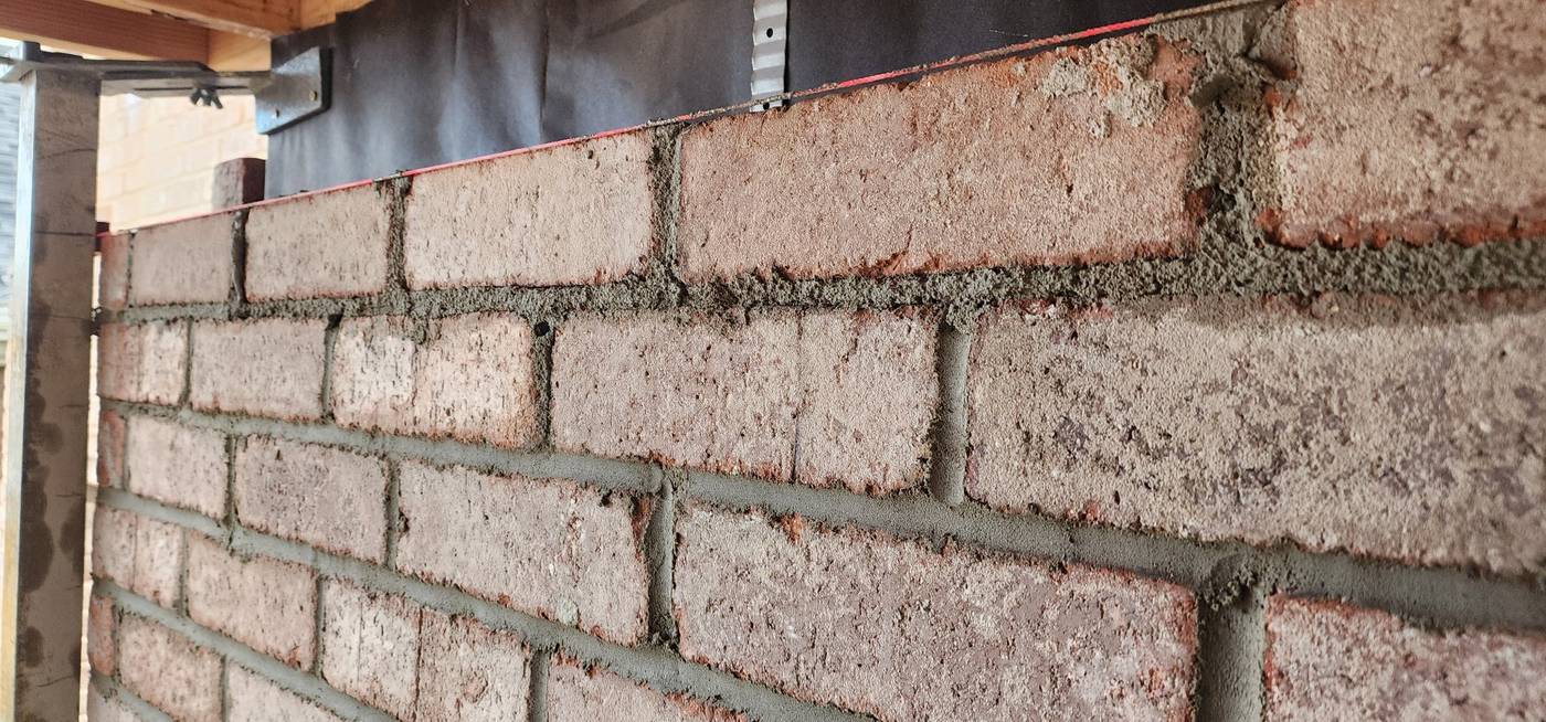 Brick veneer going up, course detail