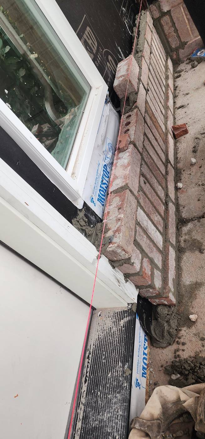 Brick veneer at the window sill